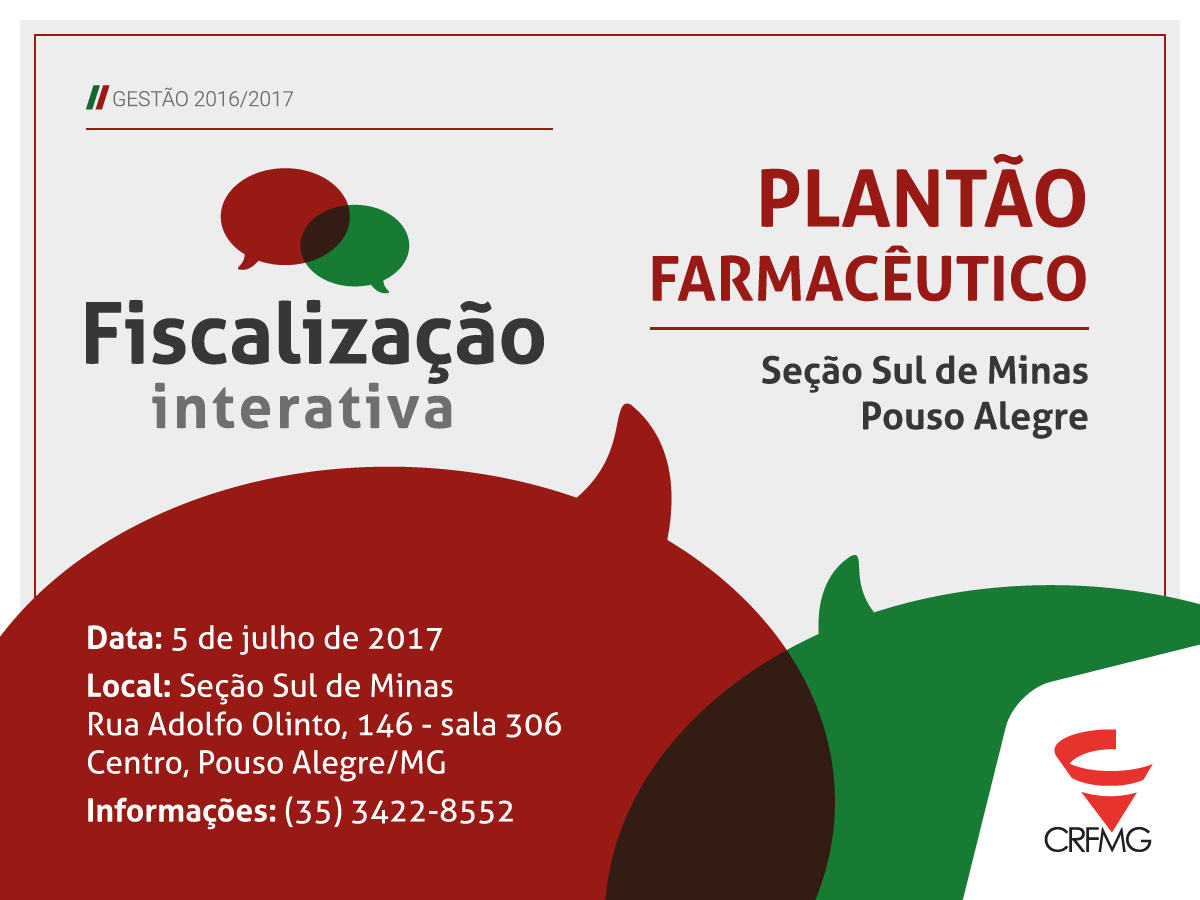 Plantão Farmacêutico do CRF/MG começa dia 5 de julho em Pouso Alegre 